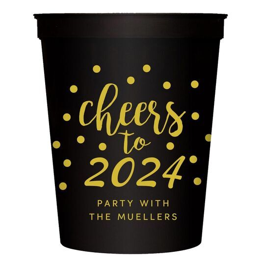 Confetti Dots Cheers to the New Year Stadium Cups